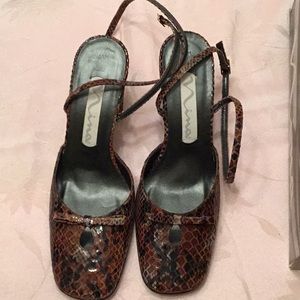 Nina brown Anaconda print heels